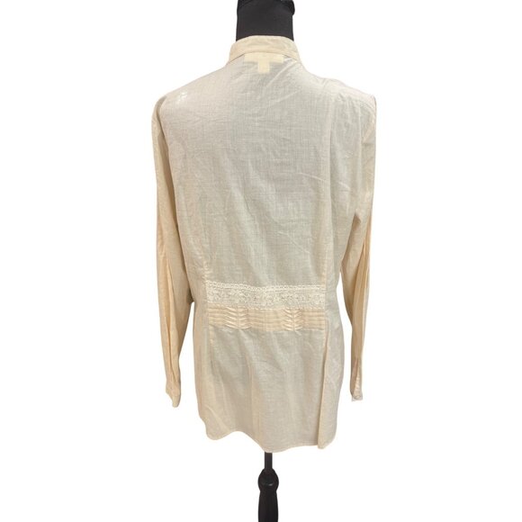 NWT Coldwater Creek Ivory Cottage Peasant Romantic Embroidered Lace Tunic Top L - Picture 3 of 11